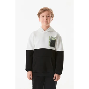 Baskılı Kanguru Cepli Kapüşonlu Erkek Çocuk Sweatshirt