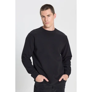 Regular Fit Normal Kesim Bisiklet Yaka Haki Sweatshirt