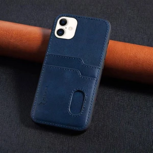 iPhone 16 Plus Uyumlu Kılıf Kartlıklı Lüx Deri Kılıf Lacivert