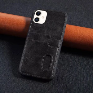 iPhone 16 Plus Uyumlu Kılıf Kartlıklı Lüx Deri Kılıf Siyah