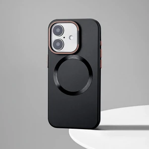 iPhone 16 Uyumlu Kılıf Titanium Rubber Kılıf Kablosuz Şarj Destekli Siyah Titanyum