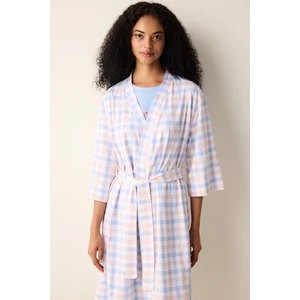 Pamuklu Joyful Gingham Çok Renkli Sabahlık