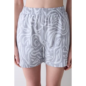 Chloe Printed Gri Şort Pijama Altı