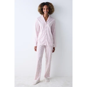 Dreamy Gül Kurusu Pembe Gömlek Pantolon Pijama Takımı