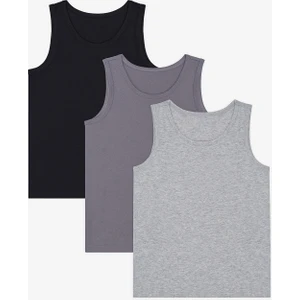 Erkek Çocuk Black Solid 3lü Çok Renkli Atlet