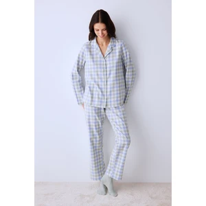 Pamuklu Day Off Açık Yeşil Gömlek Pantolon Pijama Takımı