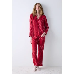 Bloom Kırmızı Gömlek Pantolon Pijama Takımı