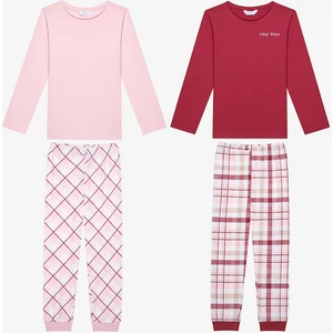 Kız Çocuk Plaid 2li Çok Renkli Pijama Takımı