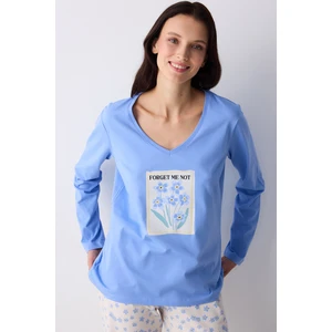 Forget Me Not Mavi Pantolon Pijama Takımı