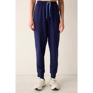 Solid Lacivert Pantolon Pijama Altı