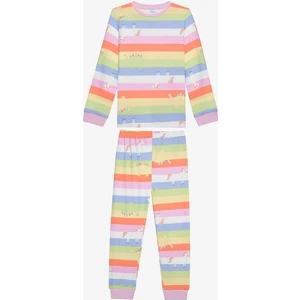 Kız Çocuk Çizgili Termal Çok Renkli Pijama Takımı