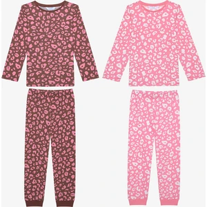 Kız Çocuk Leopard 2li Çok Renkli Pijama Takımı