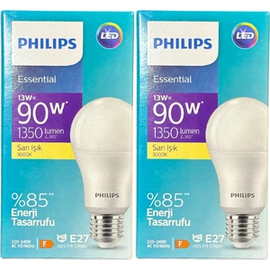 13W (90W) 3000K (Sarı Işık) E27 Duylu Klasik LED Ampul (2 Adet)