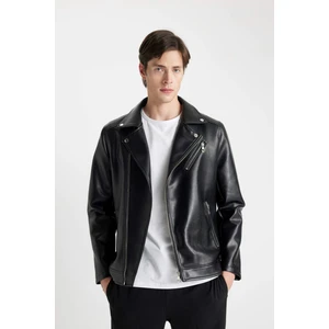 Su Ve Rüzgar İtici Slim Fit Dar Kesim Mevsimlik Astarlı Fermuarlı İç Cepli Suni Deri Biker Mont C5715AX24AU