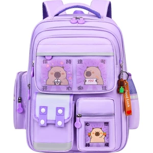 Kapibala Okul Çantası Kızlar Sevimli Kapibara Sırt Çantası Ilkokul Öğrencileri Büyük Kapasiteli Kir Tutmaz Sırt (Yurt Dışından)