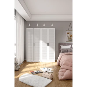 MNT-420-BEYAZ -Panjur Dört Kapaklı Gardırop