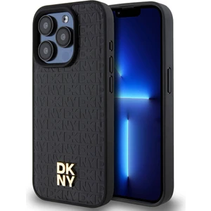 iPhone 15 Pro Kılıf Dkny Orjinal Lisanslı Magsafe Şarj Özellikli 3D Yazılı Repeat Pattern Siyah