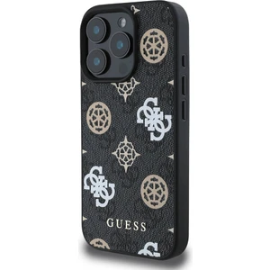 iPhone 16 Pro Kılıf Guess Orjinal Lisanslı Magsafe Şarj Özellikli 4g Desenli Yazı Logolu Peony Siyah