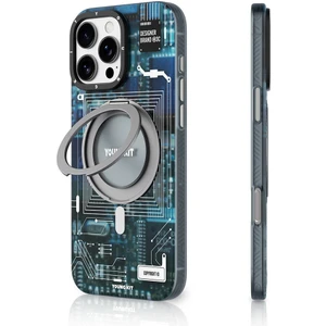 iPhone 16 Pro Max Uyumlu Kılıf Magsafe Şarj Özellikli Youngkit 360° Standlı Technology Serisi Mavi