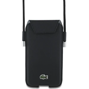 Orijinal Lacoste Lisanslı Çapraz Vücut Askılı Telefon Kılıfı Pu Pike Desenli Max 6.7 Inç Siyah
