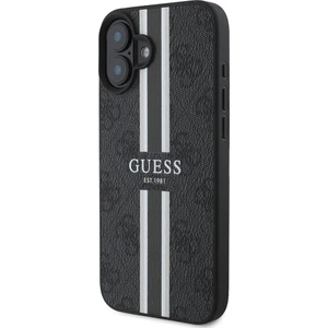 iPhone 16 Plus Kılıf Guess Orjinal Lisanslı Magsafe Şarj Özellikli 4g Şerit Tasarımlı Printed Siyah