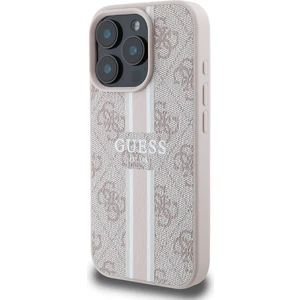 iPhone 16 Pro Max Kılıf Guess Lisanslı Magsafe Şarj Özellikli 4g Şerit Tasarımlı Printed Pembe