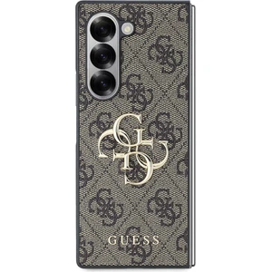 Galaxy Z Fold 6 Uyumlu Kılıf Guess Orjinal Lisanslı Leather Metal Logo Kapak Kahverengi