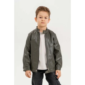 Gold Class Kidswear Fermuarlı Erkek Çocuk Deri Ceket