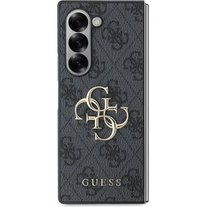 Galaxy Z Fold 6 Uyumlu Kılıf Guess Orjinal Lisanslı Leather Metal Logo Kapak Siyah