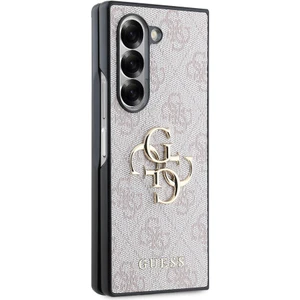 Galaxy Z Fold 6 Uyumlu Kılıf Guess Orjinal Lisanslı Leather Metal Logo Kapak Pembe