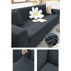 Bibaha Home Tuğla Desen 3 Kişilik Gri Lastikli Kanepe Örtüsü | Lastikli Koltuk Örtüsü | Koltuk Kılıfı