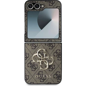 Galaxy Z Flip 6 Uyumlu Kılıf Guess Orjinal Lisanslı Leather Metal Logo Kapak Kahverengi