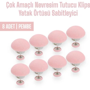 Mabs Techs 8 Adet Pembe Yorgan Sabitleyici Mantar Klips - Nevresim & Yatak Örtüsü Tutucu Sabitleme İğnesi