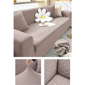 Bibaha Home Tuğla Desen 3 Kişilik Gri Lastikli Kanepe Örtüsü | Lastikli Koltuk Örtüsü | Koltuk Kılıfı