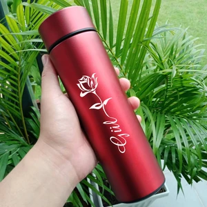 NRD Life Hediyelik Termos Kişiye Özel Isim Baskılı Dereceli Çelik Kırmızı Termos