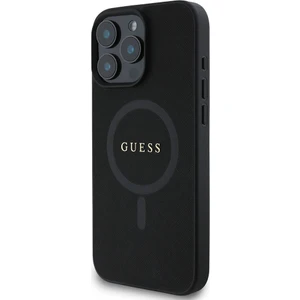 iPhone 16 Pro Kılıf Guess Orjinal Lisanslı Magsafe Şarj Özellikli Yazı Logolu Saffiano Classic Siyah