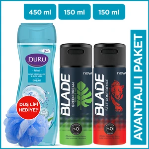 Moods Deniz Mineralleri Duş Jeli 450 Ml+Blade Green Dream & Self Confidince Erkek Deo 2X150 ml