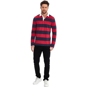Oxford Model Çizgili Polo Yaka Erkek Uzun Kol Sweatshirt