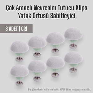 Mabs Tech - 8 Adet Gri Yorgan Sabitleyici Mantar Klips - Nevresim & Yatak Örtüsü Tutucu Sabitleme İğnesi