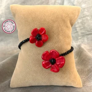 Uretti - Atiye 1857 El Yapımı Murano Cam Gelincik Detaylı Bileklik