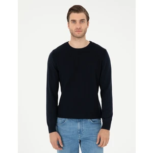 Pierre Cardin Erkek Lacivert Regular Fit Bisiklet Yaka Yün Karışımlı Triko Kazak 50296451-VR033