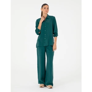 Pierre Cardin Kadın Koyu Yeşil Kanvas Pantolon 50291295-VR079