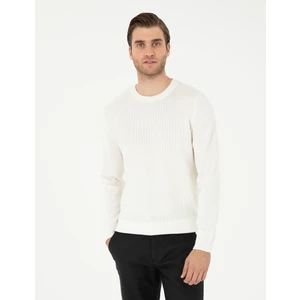 Pierre Cardin Erkek Ekru Regular Fit Bisiklet Yaka Yün Karışımlı Triko Kazak 50296451-VR019