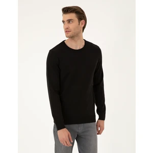 Pierre Cardin Erkek Siyah Slim Fit Bisiklet Yaka Basic Triko Kazak 50296575-VR046