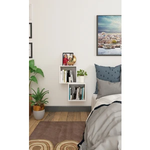 Dekormer Design Kitaplık Kare Duvar Rafı 2 Li Takım Beyaz