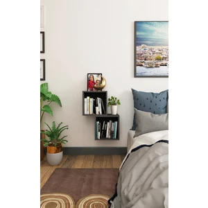 Dekormer Design Kitaplık Kare Duvar Rafı 2 Li Takım Antrasit
