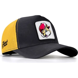 V1 Trucker Sincap - 1 Kod Logolu Unisex Koyu Antrasit-Sarı Şapka (Cap)