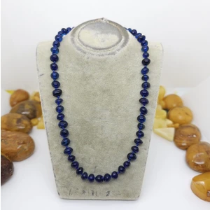 Kehribar Tutkusu Safir Mavi Barok Kesim Kehribar Bebek Diş Kolyesi (Blue Amber)