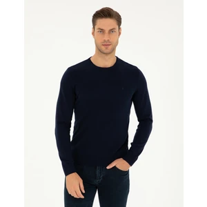 Pierre Cardin Erkek Lacivert Slim Fit Bisiklet Yaka Basic Triko Kazak 50296575-VR033