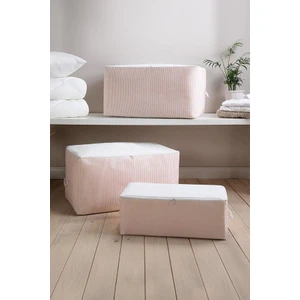 Pembe Çizgili Medium Baza Çekyat Altı 5 Adet Hurç 50X30X20CM